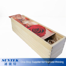 Christmas Gift! Custom Design Single Red Wine Wooden Gift Boxes with Sublimation Panel
